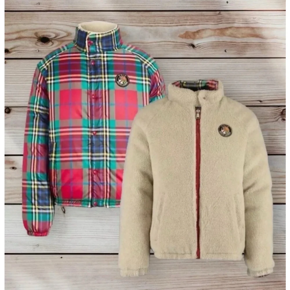 Polo Ralph Lauren Puffer Coat Reversible Sun Valley Jacket Mens M Multi Check